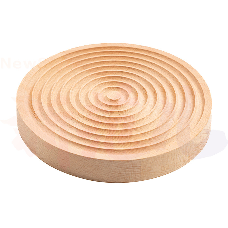 Plato redondo de madera para pan, plato para aperitivos de té de la tarde, plato decorativo para fotografía, plato para tartas con diseño de ondas de estilo nórdico, soporte para postres