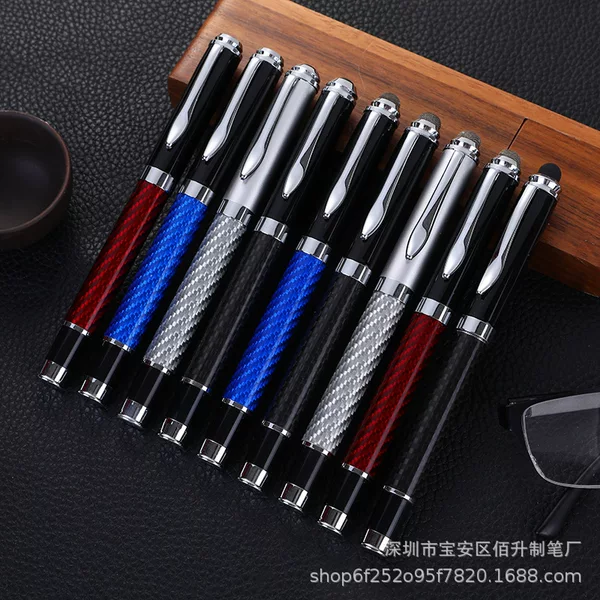 Business Gifts Carbon Fiber Signature Pen Black Gel Pen Advertising Conference Ballpoint Pen Customizable Logo Metal Pen
