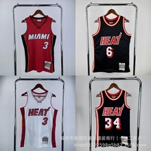 工厂MN热火队3号韦德球衣6号詹姆斯34雷阿伦运动网眼篮球服短袖