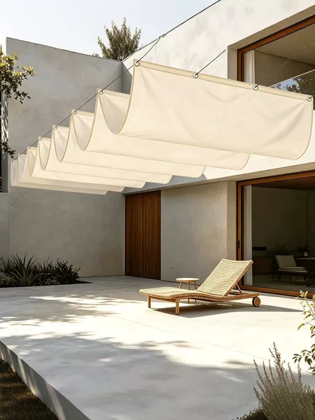 Retractable sunshade canopy for outdoor courtyard, sun-proof and waterproof terrace balcony awning, Oxford cloth sunshade sail