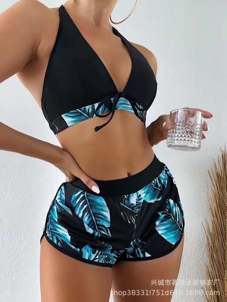 Mingyi nuevas mujeres de moda multicolor impreso de alta gama de Hong Kong estilo europeo y americano sexy BIKINI traje de baño de tres piezas