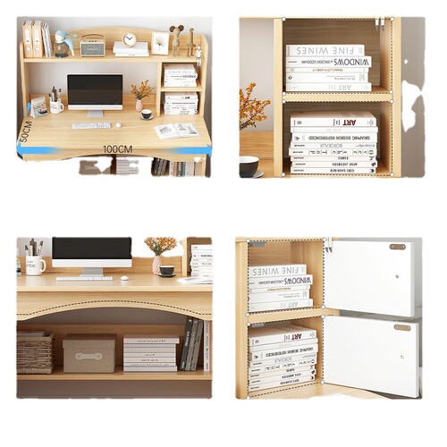 Computer desk desktop home desk bookshelf integrated simple student study table bedroom study office writing table