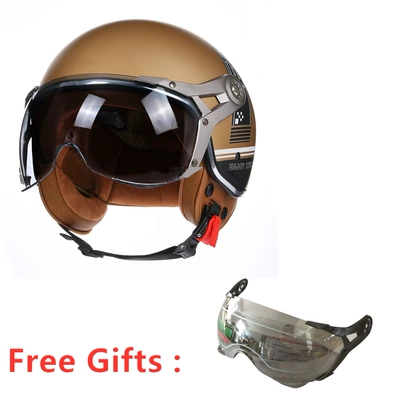 Motosiklet kaskı (dəbilqə) — Bld Motorcycle Helmets and Electric Vehicle - matt-black-gold-comes-with-a-tea-mirror-m57-58