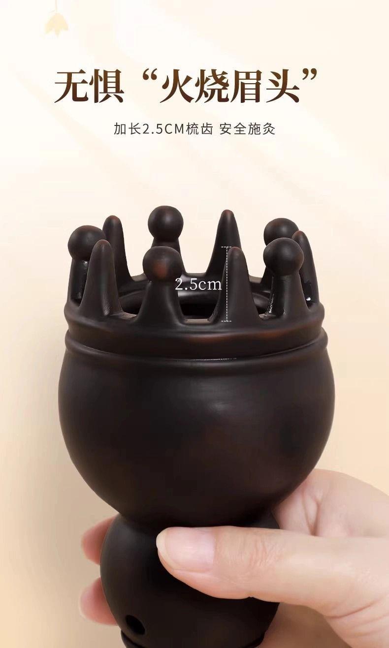 Bian Stone Gourd Head Therapy Moxa Jar Red Bian Stone Fire Dragon Cup for Scalp Care and Home Moxibustion specifications