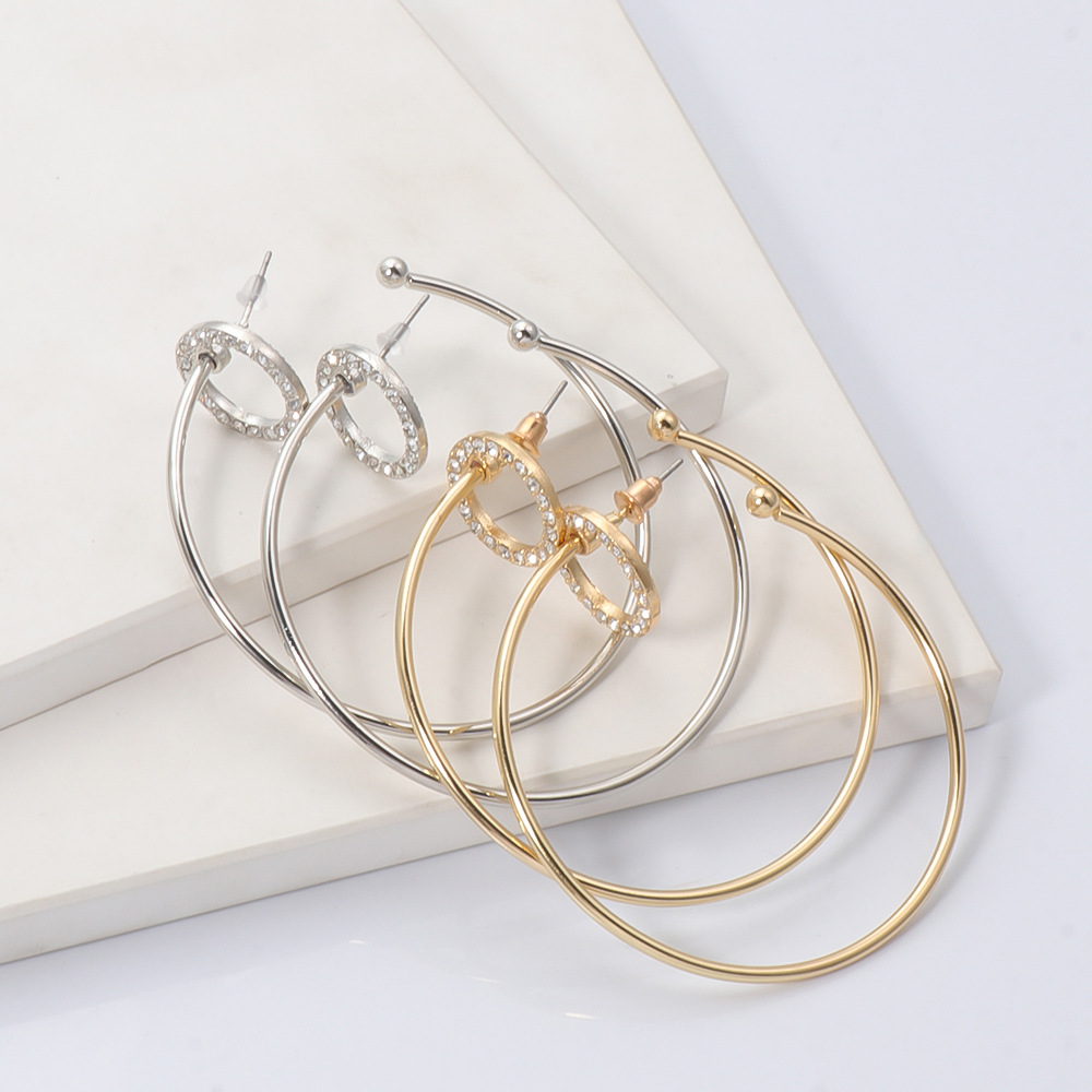 Boucles D&#39;oreilles En Diamant En Alliage De Mode En Gros display picture 1