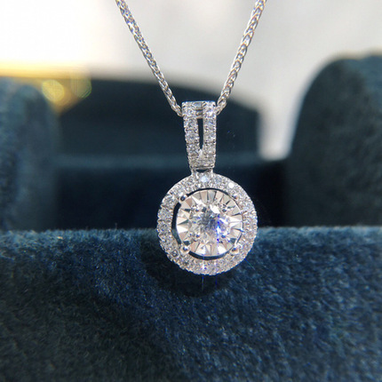 Pendant, necklace, platinum chain, zirconium, accessory, 3 carat, 950 carat white gold