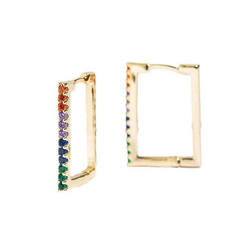 1 Pair Quantity 1 Pair Casual Elegant Geometric Plating Copper Zircon Hoop Earrings