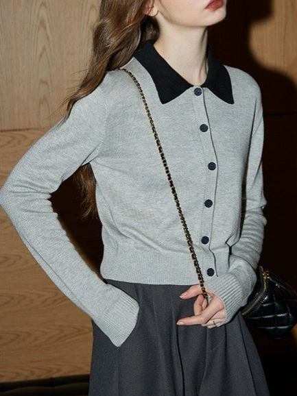 Elastic autumn base long-sleeve, cardigan, 2025 years, high collar