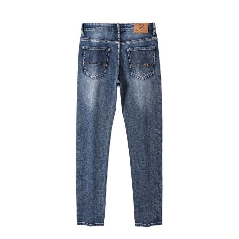Pantalones de invierno de estilo americano simple y grueso para hombres nuevos pantalones de piernas largas rectas jóvenes grises azules sueltos