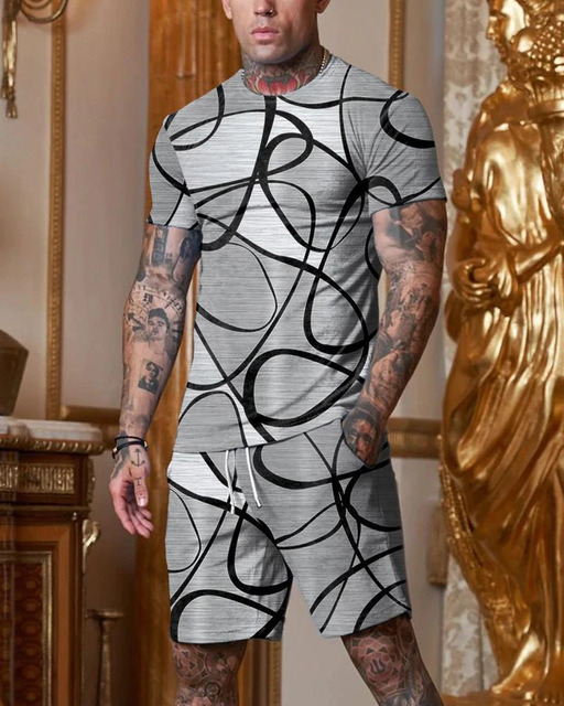 Conjunto de camisetas para hombre y mujer, moda deportiva con estampado Digital 3D, informal, más fácil para combinar, conjunto de dos piezas a la moda, 2024