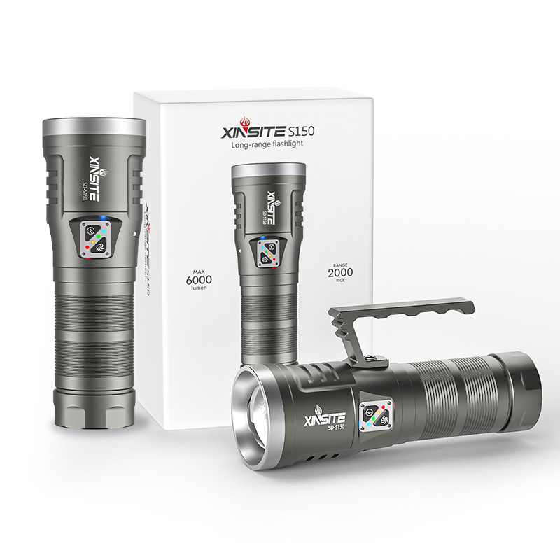 transmisión en vivo al aire libre de alta potencia, linterna de alta luz, antorcha de mano resistente al agua, lanzamiento de larga duración