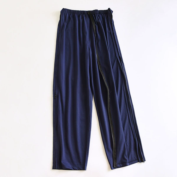 Men's navy blue knitted nursing clothing single piece pants