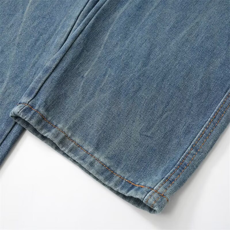 Unisex Vintage Workwear Jeans – Distressed Denim With Utility Pockets (S-XXXL, Classic Blue Wash)_mkmklike.com