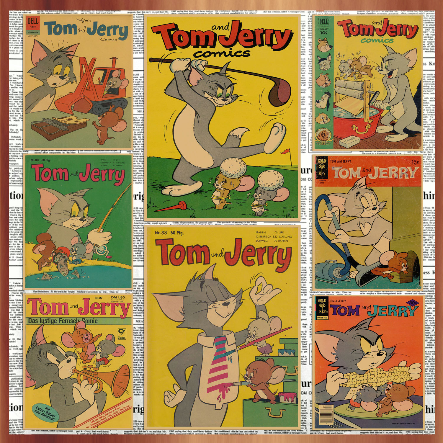 Cat and Mouse Tom and Jerry Tom and Jerry Anime Kraft Paper Retro Poster Decorative Wall Painting 116