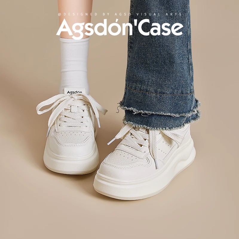 Zapatos blancos de suela gruesa para mujeres 2026 nuevos zapatos de skate de primavera con suela suave ligera y zapatos casuales de lana