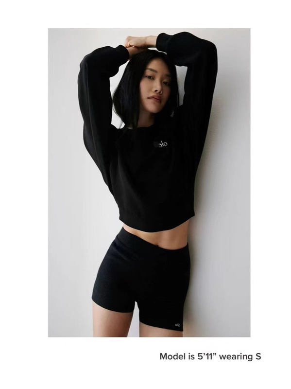 青岛韩国alo clas秋季新款全棉短款露肚脐长袖上衣休闲运动卫衣女|undefined