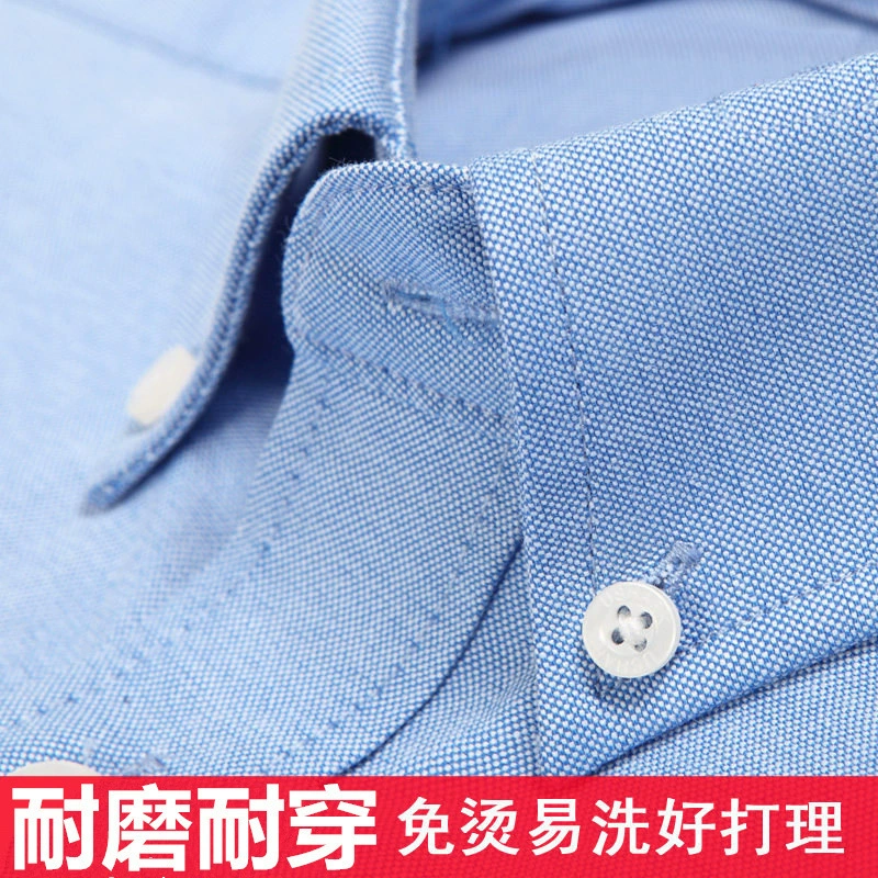 Рекомендуется】Мужская рубашка Оксфорд с длинным рукавом для осени и зимы, однотонная хлопковая деловая формальная рубашка с начесом и не требующая глажки.