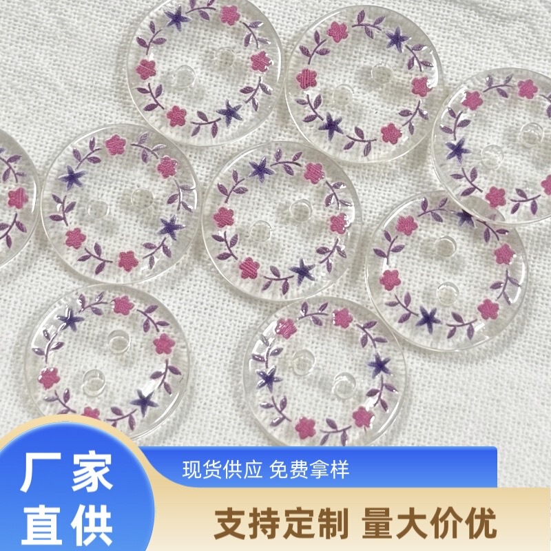 Transparent Purple Small Flower Versatile French-Style Cartoon Resin Button Handmade DIY Decorative Button for Women's Clothing Shirts Transparent Purple Small Flower Versatile French-Style Cartoon Resin Button Handmade DIY Decorative Button for Women's Clothing Shirts