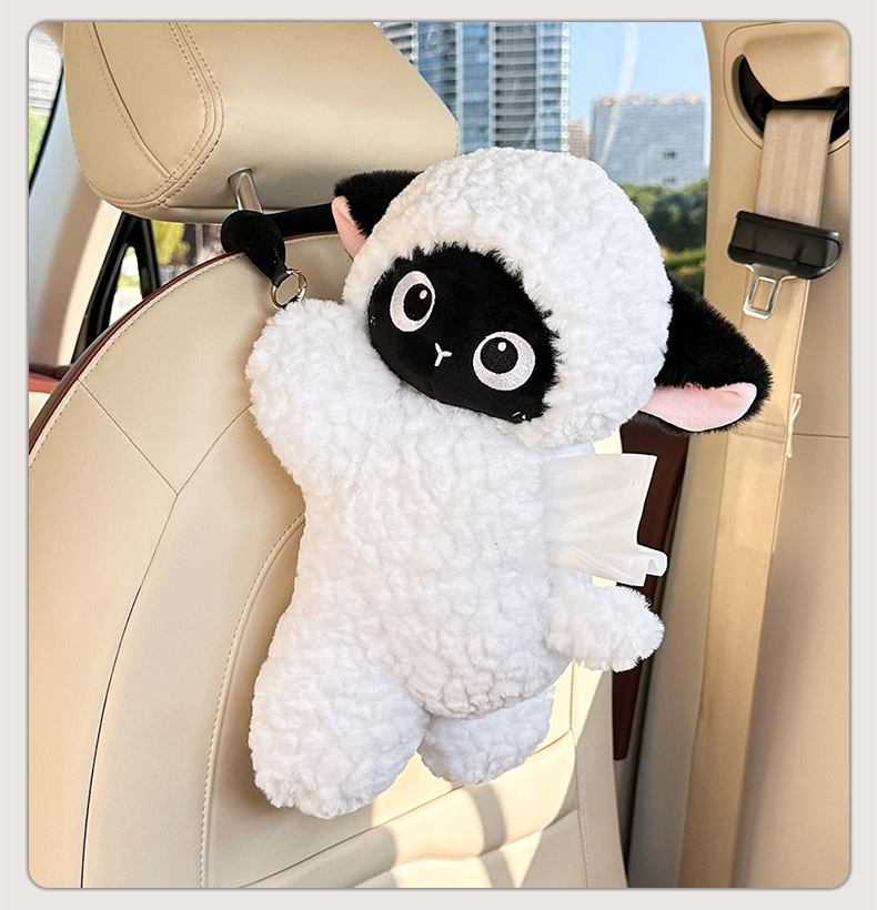 High-End Car Tissue Box, Cute Cartoon Car Multifunctional Tissue Hanging Bag, Internet Celebrity Creative Car Tissue Box