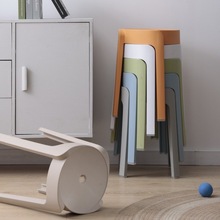 北欧家用塑料凳子加厚成人高椅子可叠放圆凳现代简约餐桌凳备用凳