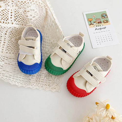 Children's canvas shoes Korean version smiling face casual shoes 2024 spring boys and girls shoes college kindergarten indoor shoes cross-border