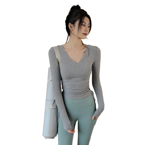 Yoga clothing for women in spring and summer, tight-fitting slimming sports tops, high-end running long-sleeved T-shirts, Pilates training fitness clothing