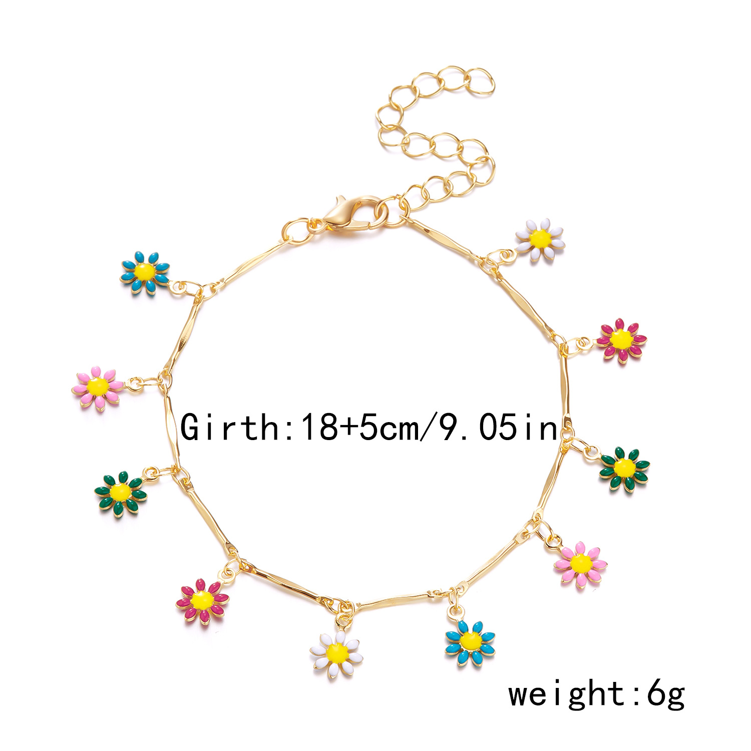 9g Weight 0.05µm-0.08µm Gold Plating Thickness Electroplating Gold Plating Process KC Golden Plated Plating Material Rhinestones, Zinc Alloy Pendant Material Rhinestones Inlay Material Bracelets Classification Alloy Chain Material cable chain Chain Type 1 Piece Quantity Holiday, Daily Occasion Copper Material Flower Pattern Women's Gender Simple Style, Classic Style Style Enamel Craft Simple Style Classic Style Flower Alloy Copper Wholesale Bracelets 5