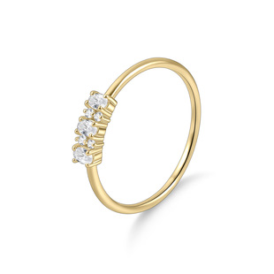 European and American Fashion Light Luxury Ring Micro-inlay Cultivated Diamond Sterling Silver Ring Line Design Index Finger Ring Female Personality Popular