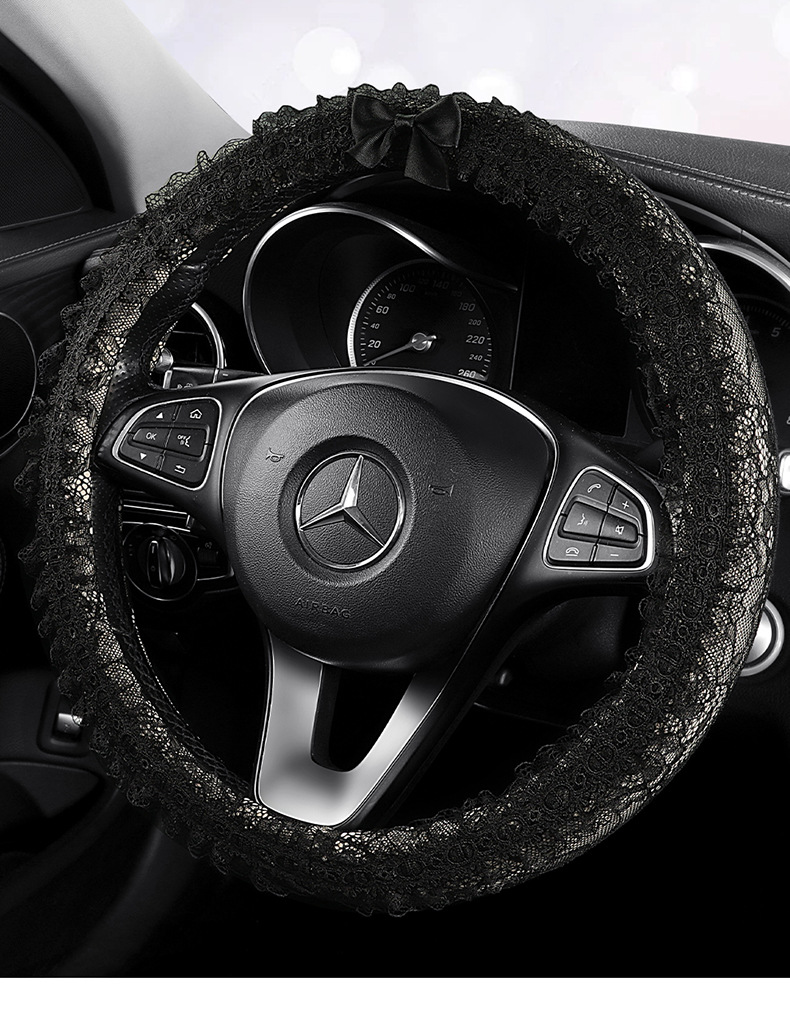 Cross-Border 26-Year New Model Lace Dirt-Resistant Breathable Non-Slip All-Season Universal Foreign Trade Exclusive Five-Seater Car Steering Wheel Cover