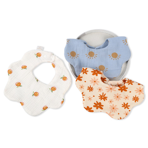 ins style Korean four seasons 360 degree gauze cotton saliva pocket baby bib baby bib baby saliva towel large