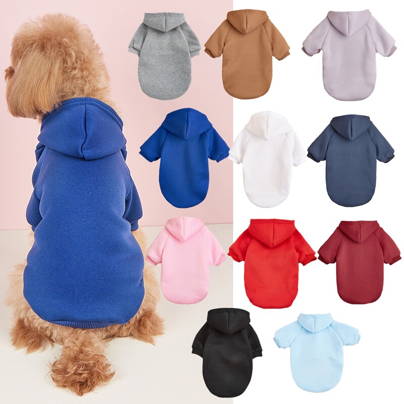 Autumn and Winter Pet Clothes Anti-lint Warm Classic Solid Color Pocket-free Hat Puppy Cat Sweater