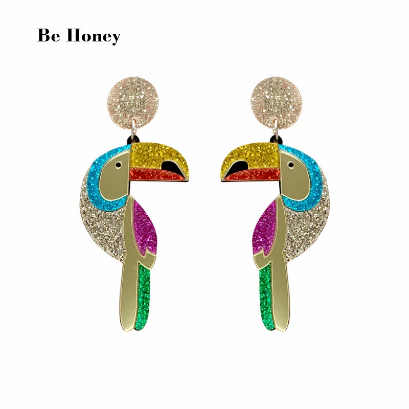 Акриловые сережки динозавр, акула, 2 карата, осьминог, лягушка, пчела