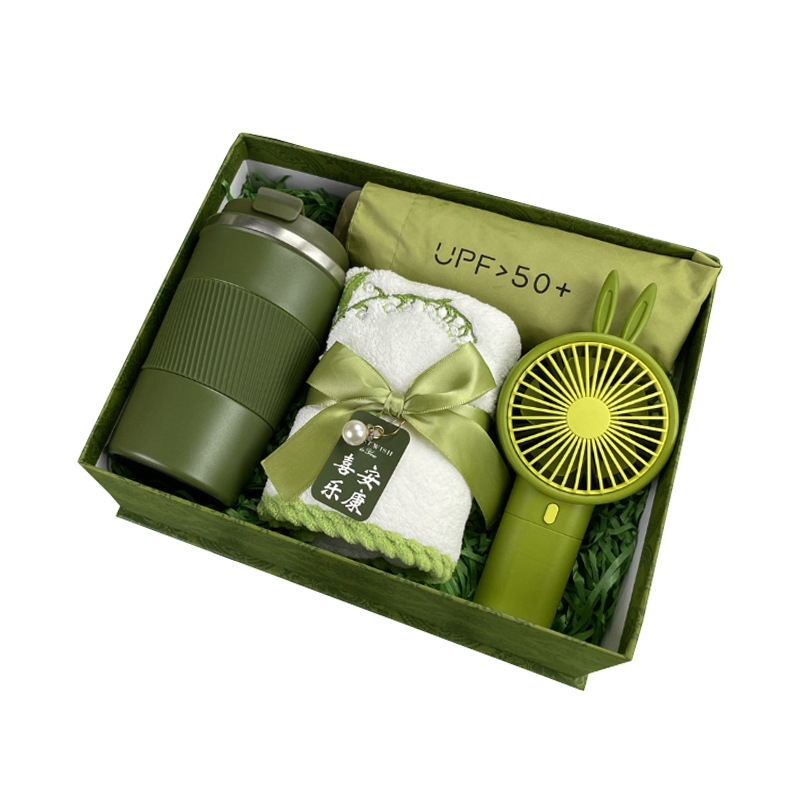 Vaso de agua, paraguas, ventilador, caja de regalo, regalo empresarial, set de recuerdos, artículos prácticos pequeños para clientes, exquisito y ligero lujo