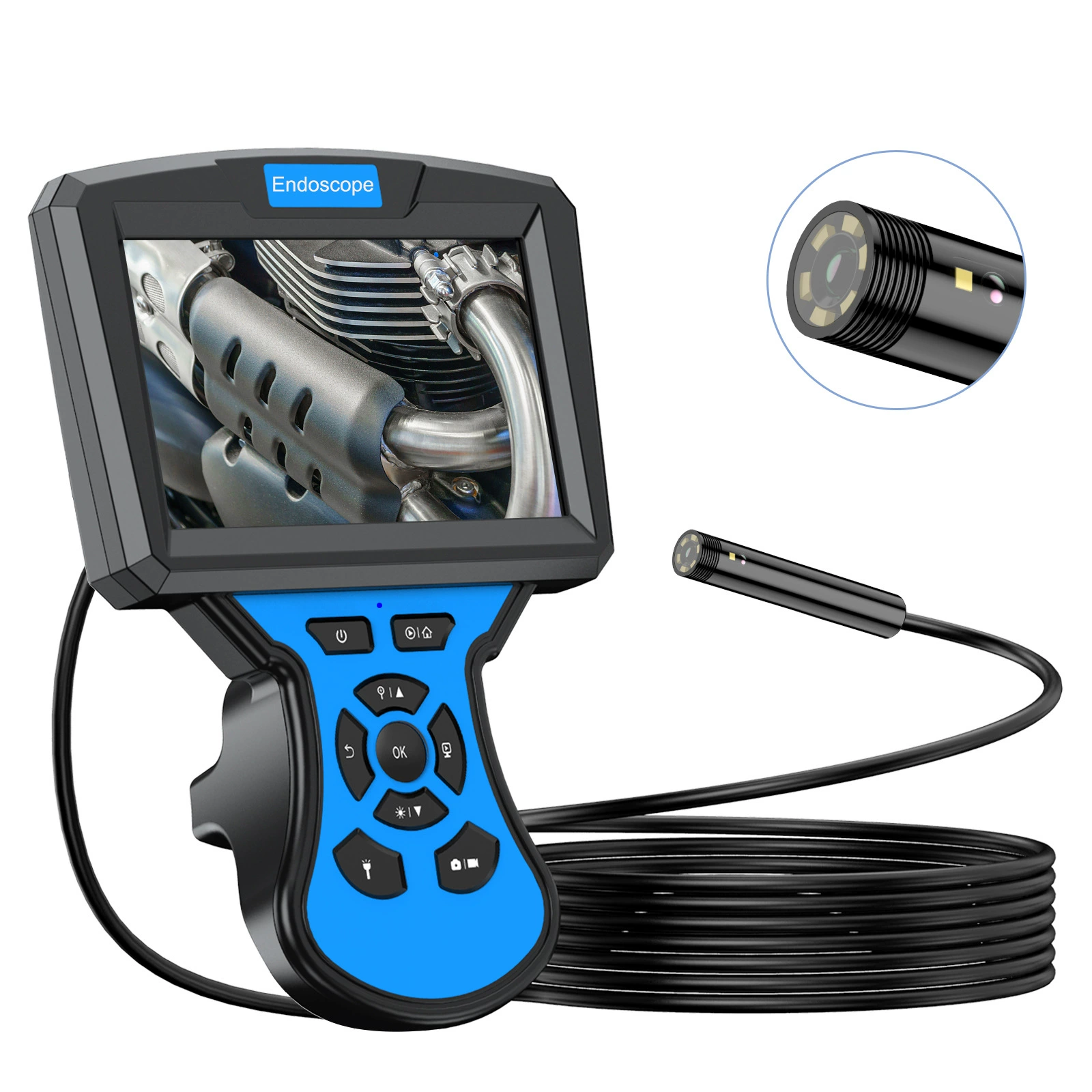 Прямые поставки с фабрики Новый двойной объектив HD 5-дюймовый IPS эндоскоп с большим экраном 200 Вт пиксель с экраном промышленный эндоскоп