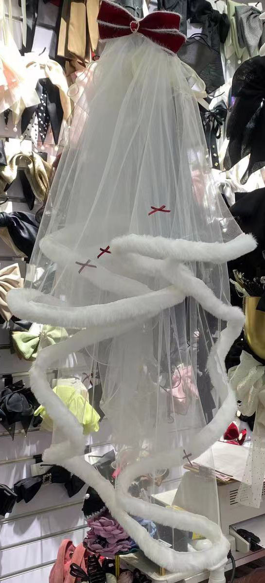 El otoño y el Invierno de Navidad velo terciopelo rojo arco blanco fiesta fotos accesorios para el cabello escapar princesa tocado