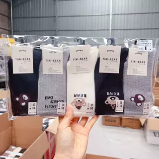 新款蒂尼熊秋冬季儿童加长高筒暖绒加厚保暖卡通童袜百搭中筒袜子