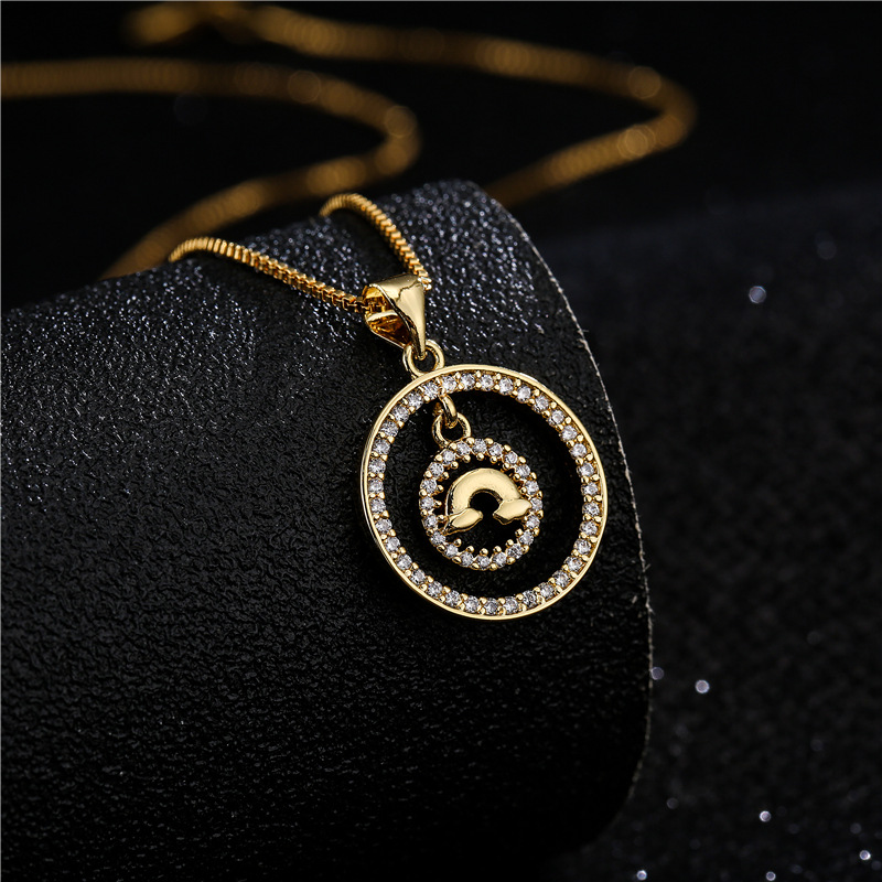 Fashion Copper Micro-inlaid Zircon Animal Double-layer Pendant Necklace display picture 27