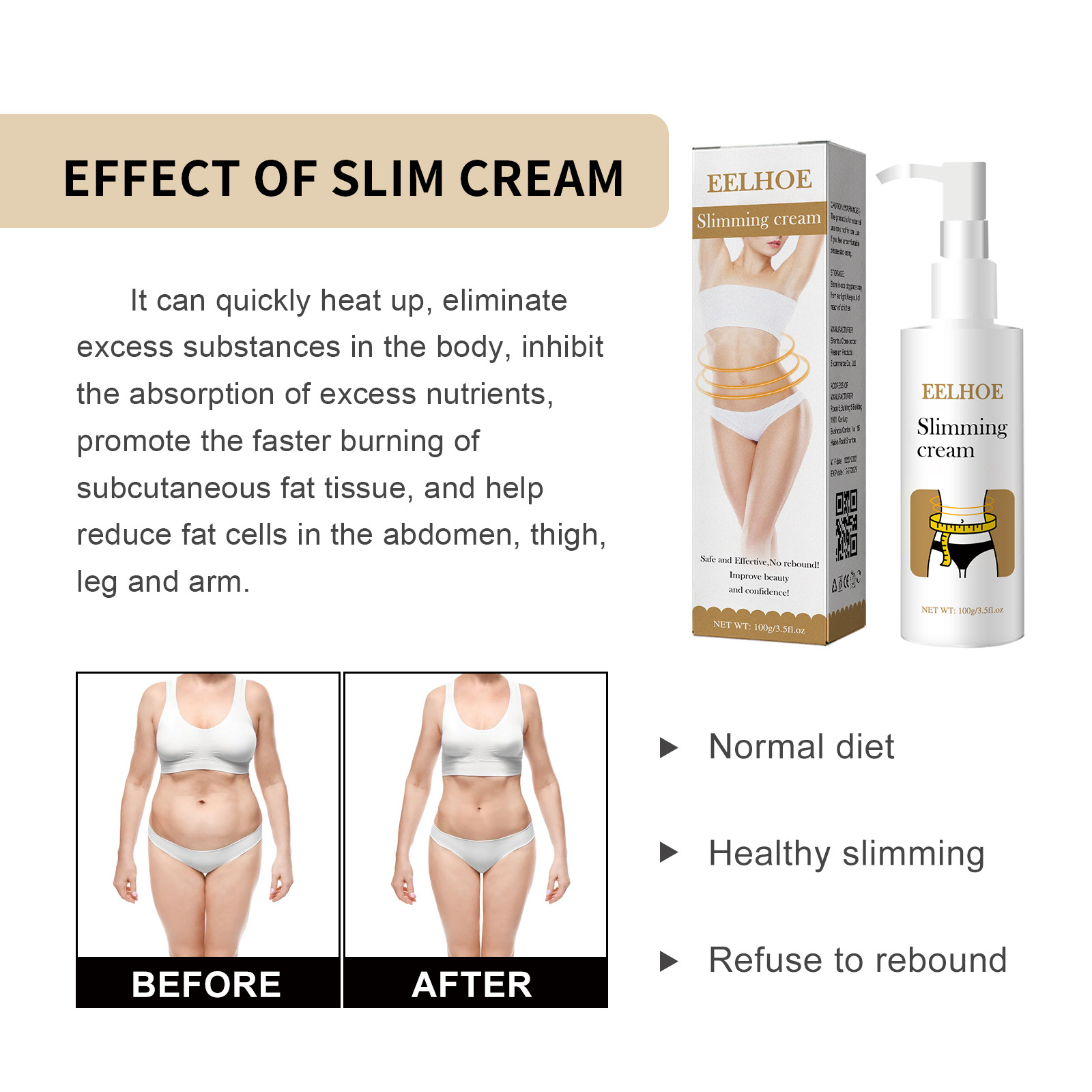 EELHOE-Creme, formende Massage, straffende Haut, Armanbetung, dicker Bauch, schöner Körper und Schlankheitscreme_voghion.com