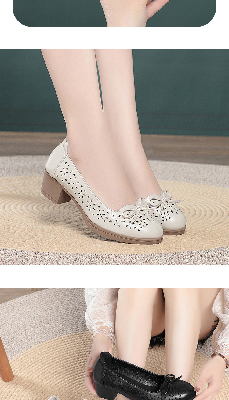 Giày sandal nữ da mềm đế bệt chống trượt — màu be chi tiết 12