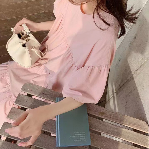 Maternity Summer Dress Long Skirt Korean Style European and American Style Fashionable Plus Size Maternity Dress for Summer Mommies