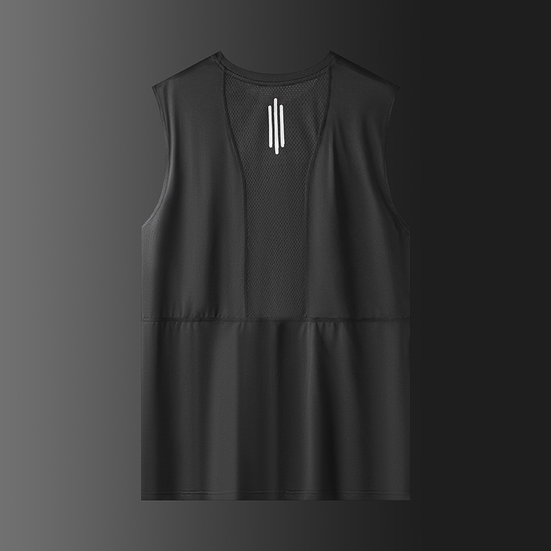 Camiseta sin mangas para hombres de verano delgada chaleco deportivo de hielo cuello redondo transpirable hombro camiseta de ejercicio para mujeres de yoga