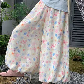 甜美风彩色碎花花苞休闲裙裤女2026夏季温柔高腰显瘦宽松蓬蓬裤裙