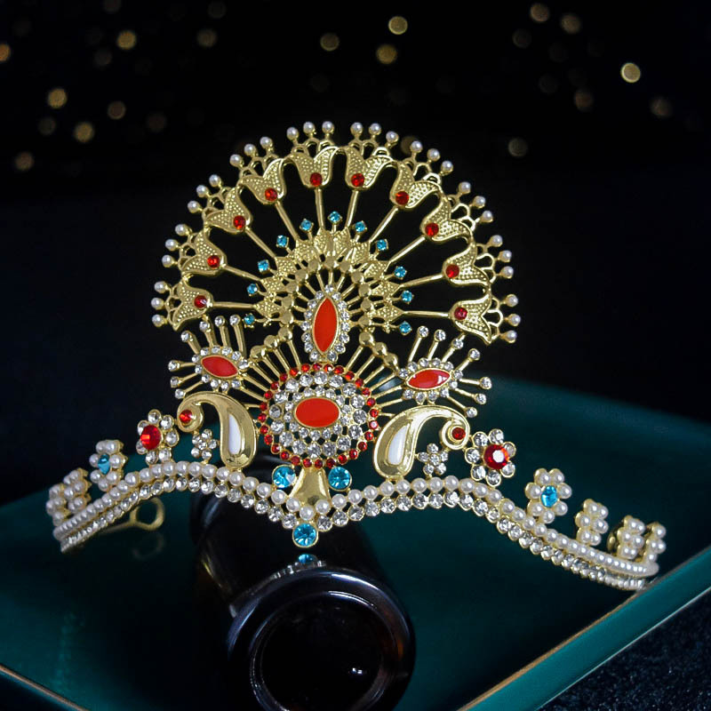 Luxurious Geometric Alloy Plating Artificial Pearls Rhinestones Crown
