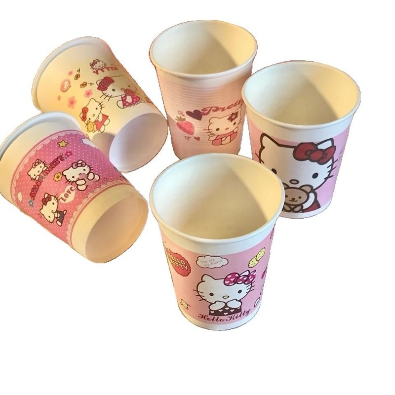 tt纸杯一次性加厚KTy可爱杯子办公卡通杯子家用KiHello粉色纸杯|undefined