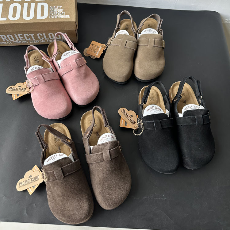 2026 Spring Fashion Birkenstock-Style Children's Leather Clogs with Soft Sole and Velcro Straps, Cross-Border Wholesale