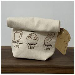 Japanese-style cute embroidery bread simple canvas bag storage bag headphone bag mini portable makeup bag for women