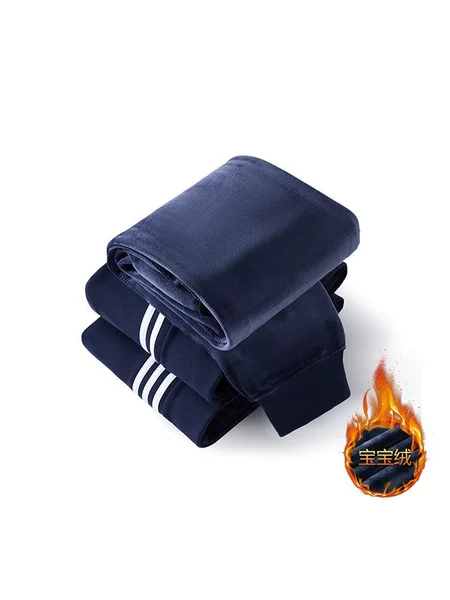 【Ankle-Tied Pants Collection】Thickened Autumn and Winter Fleece-Lined School Pants for Primary and Secondary School Students, Boys and Girls