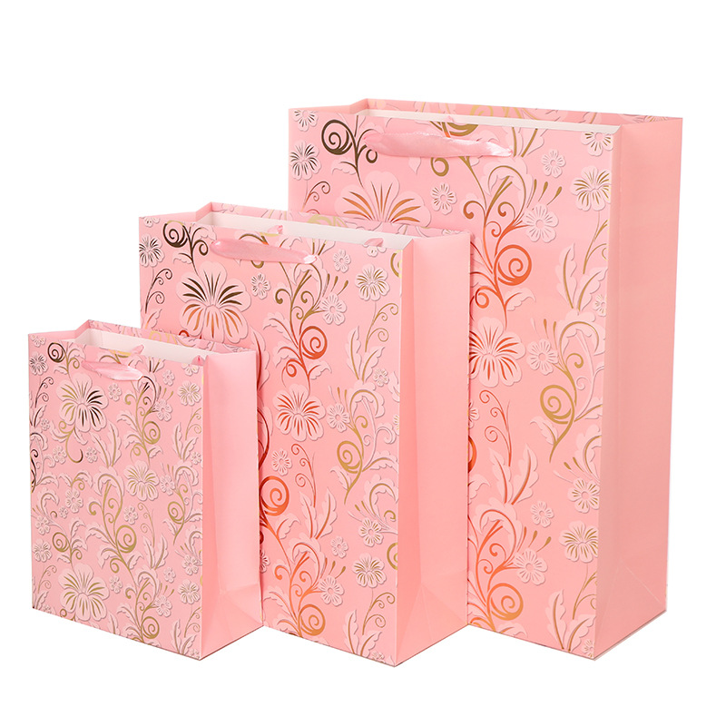 新款复古轻奢白卡纸烫金礼品袋生日礼物包装纸袋子高颜值女神节手