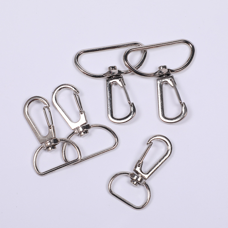 Botón de gancho de tres hilos de resorte metálico para mascotas tracción de cola D botón de langosta joyería maleta accesorios de hardware llavero