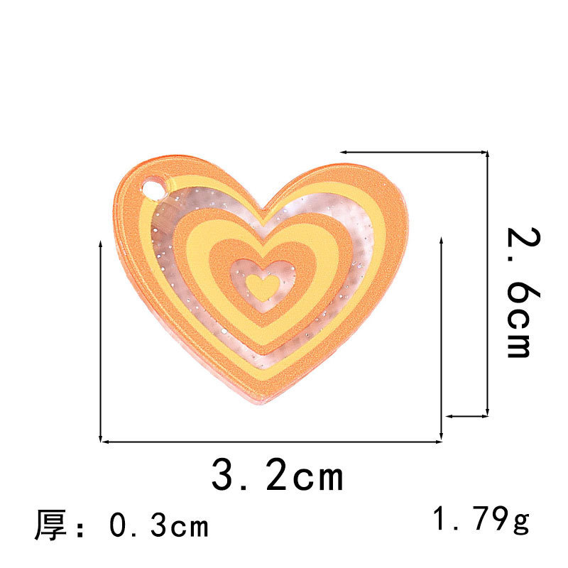 彩色亚克力双层爱心钥匙扣吊坠手工DIY饰品配件双面桃心包包挂件|undefined